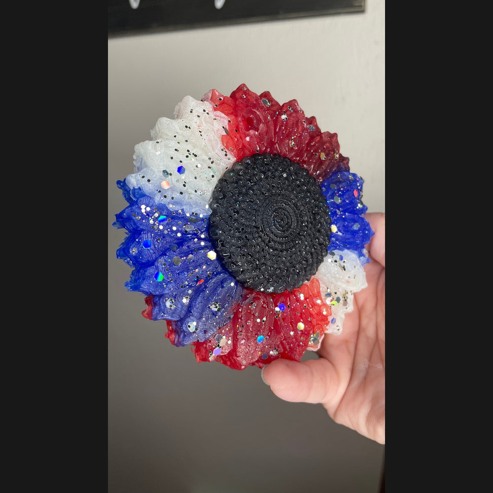 Red white & blue sunflower