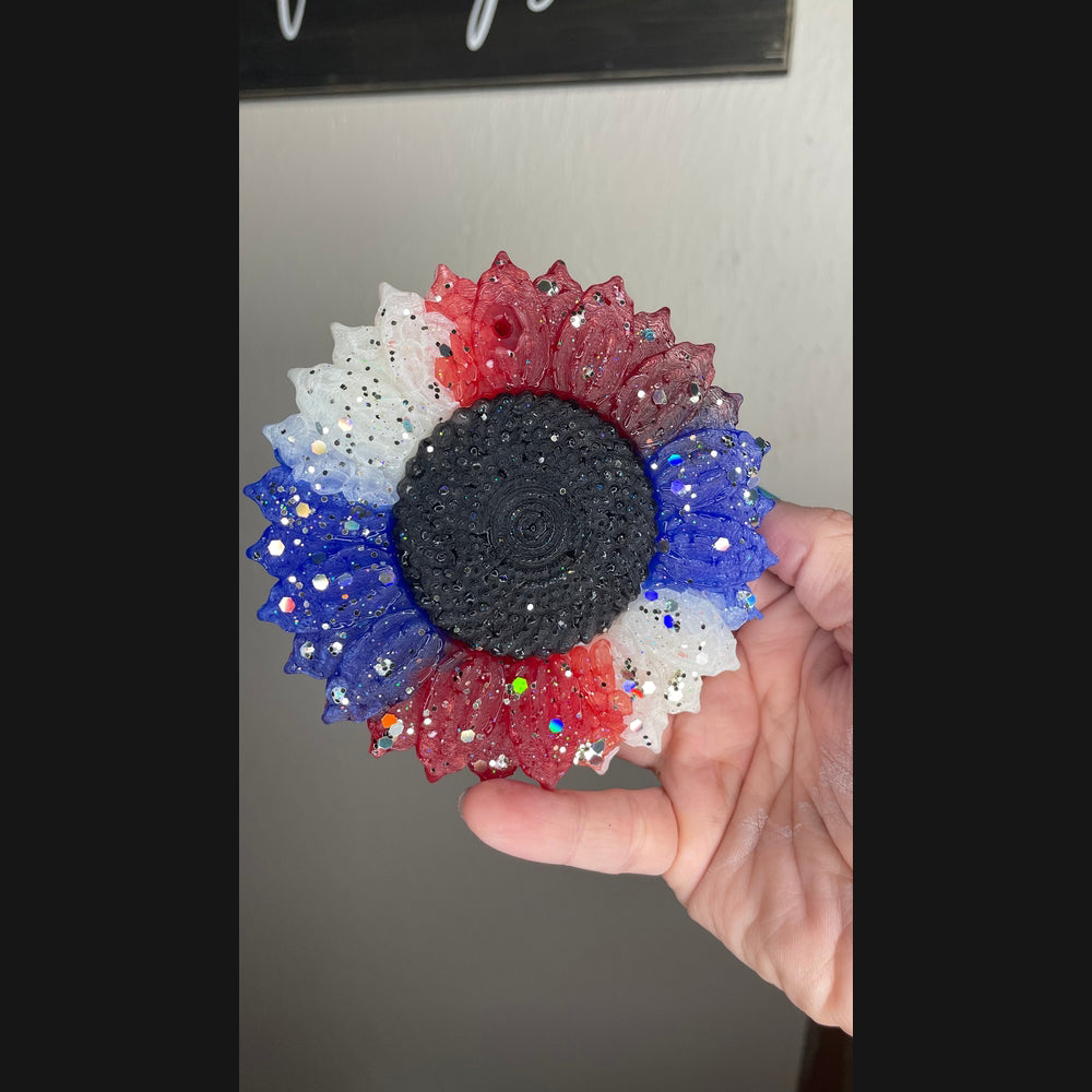 Red white & blue sunflower