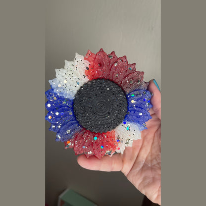 Red white & blue sunflower