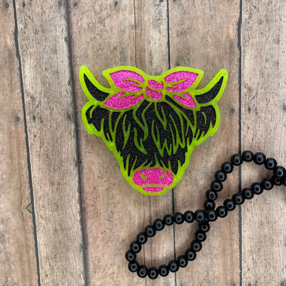 Neon highland cow