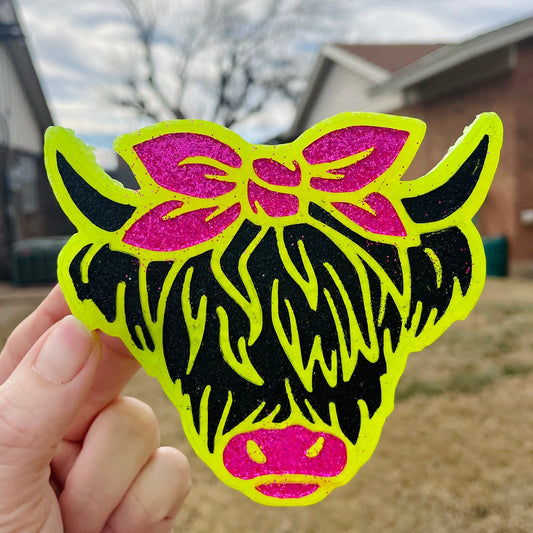 Neon highland cow